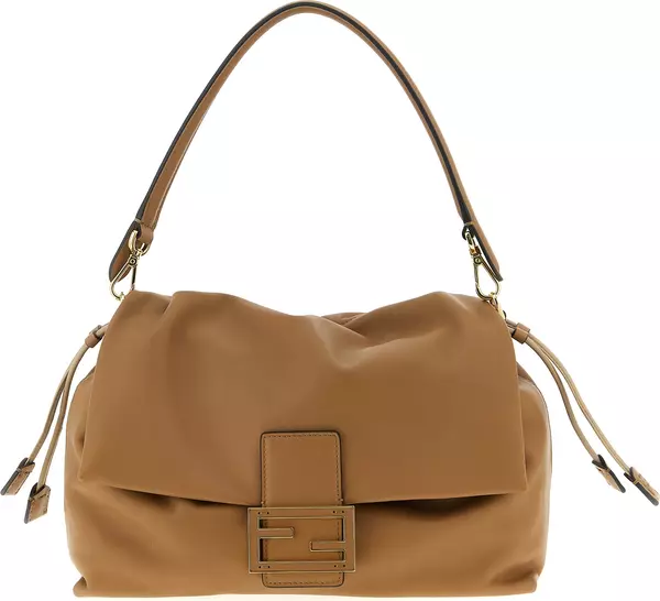 Beige Lamb Leather Shoulder Bag