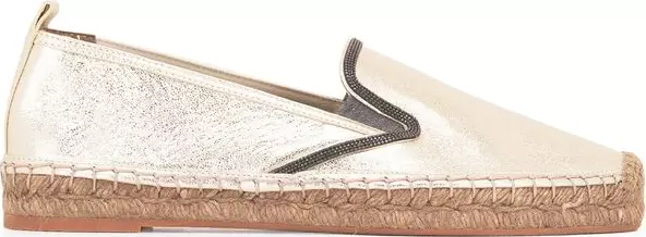Gold Leather Espadrilles