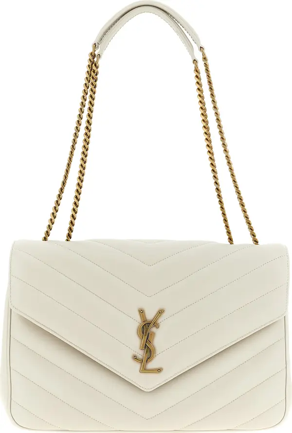 Beige Lamb Leather Shoulder Bag