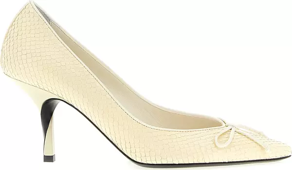 Beige Calfskin High Heel Pumps