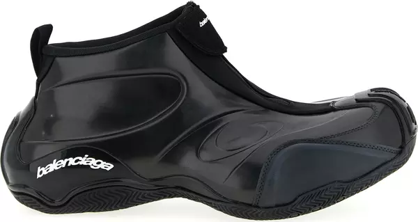 Black Polyester Athletic Sneakers