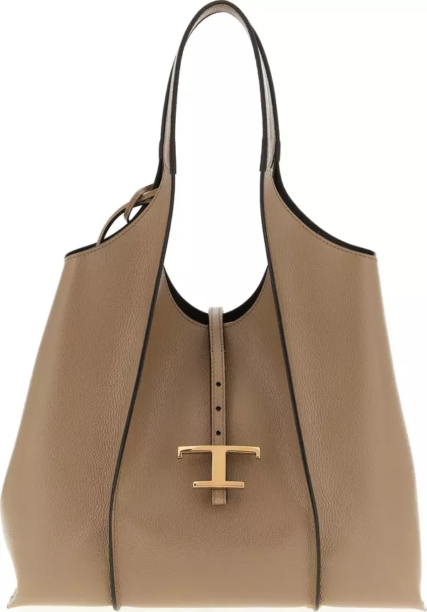 Beige Calfskin Tote Bag