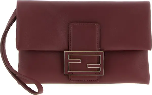 Bordeaux Lamb Leather Clutch Bag