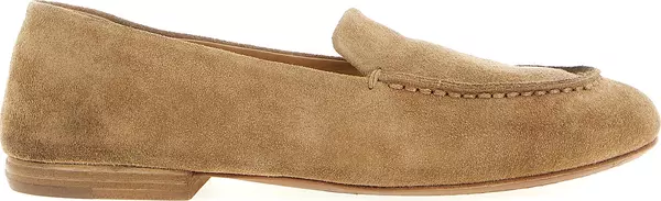 Beige Calfskin Slip-On Loafers