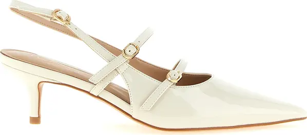 White Polyethylene Mid Heel Pumps