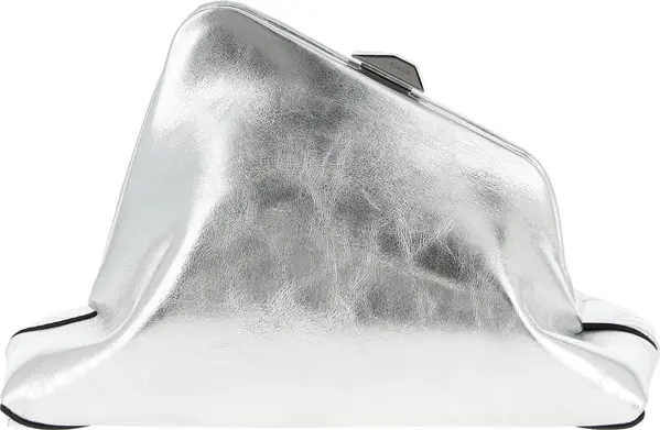 Silver Calfskin Clutch Bag