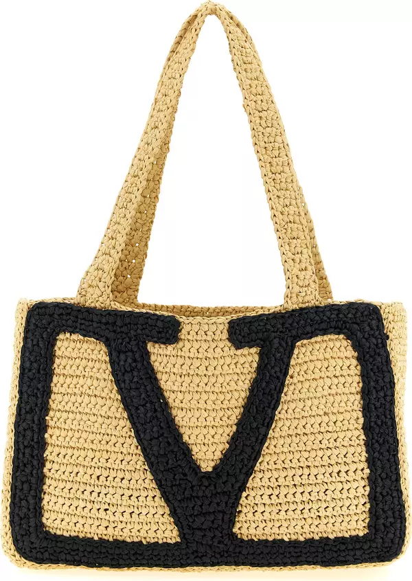 Beige Viscose Tote Bag