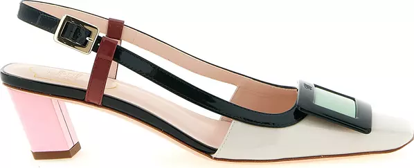 Multicolor Calfskin Mid Heel Pumps