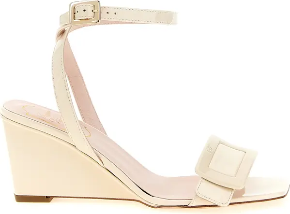 White Calfskin Wedge Sandals
