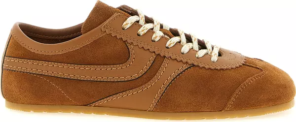 Brown Calfskin Low Top Sneakers