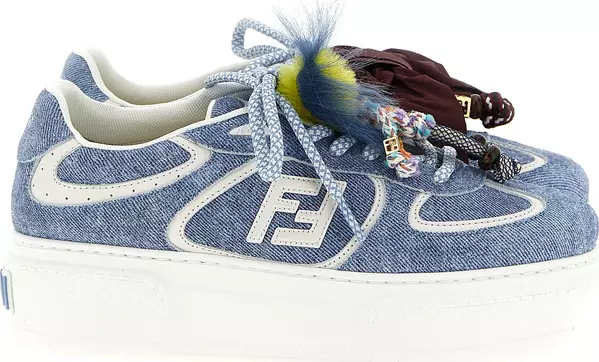 Blue Calfskin Platform Sneakers