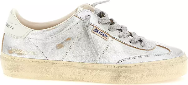 Silver Cowhide Low Top Sneakers