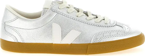 Silver Genuine Leather Sneakers