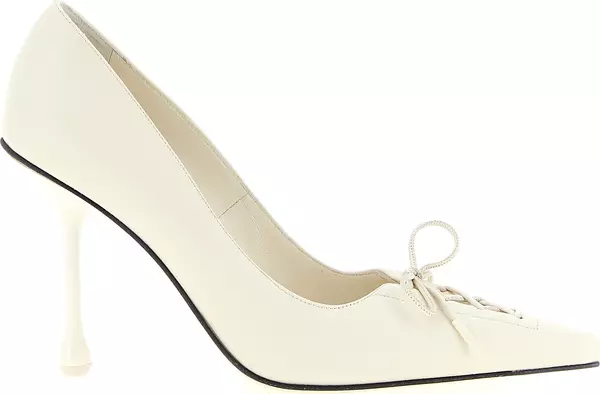 White Leather High Heel Pumps
