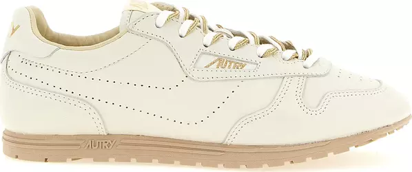 Beige Cowhide Low Top Sneakers