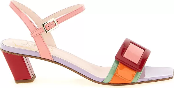 Multicolor Calfskin Stiletto Heel Sandals