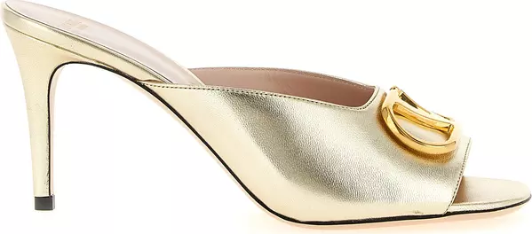 Gold Goatskin Stiletto Heel Sandals