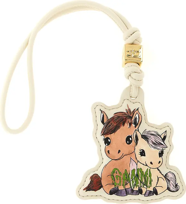 Beige Leather Keychain