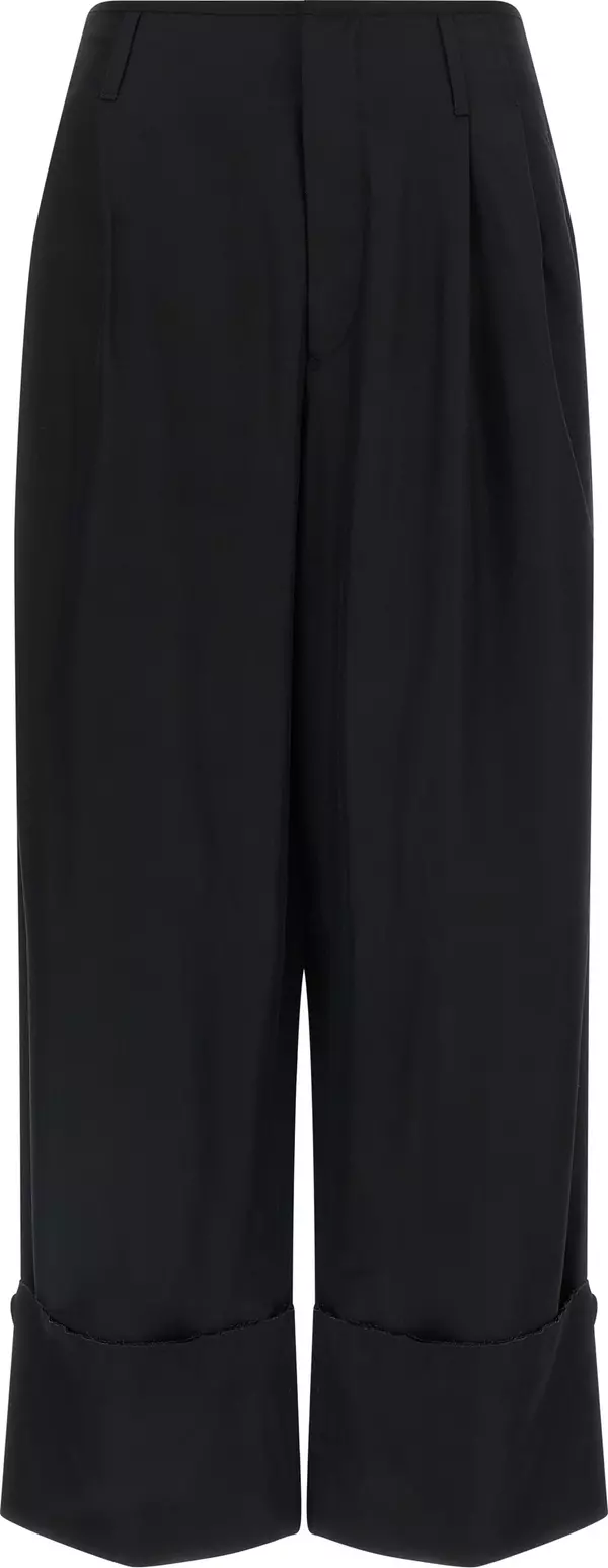 Black Viscose Casual Pants