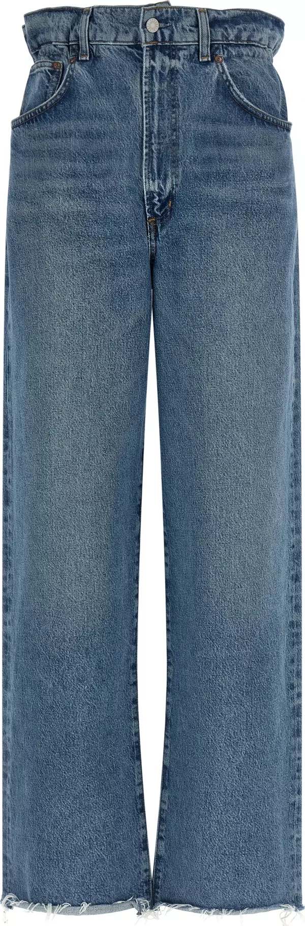 Blue Cotton Straight-Leg Jeans