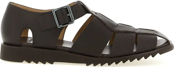 Brown Calfskin Flat Sandals