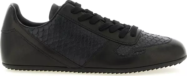 Black Lamb Leather Low Top Sneakers