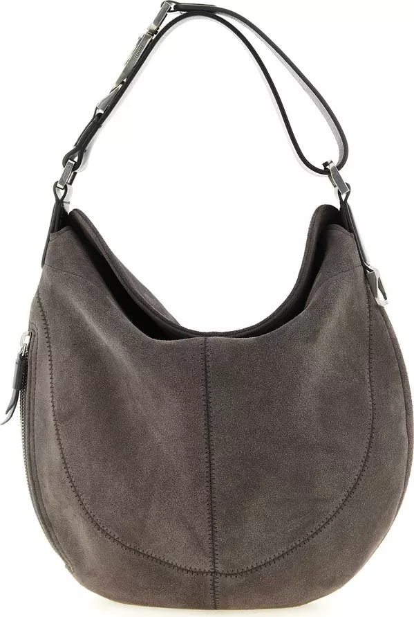 Gray Calfskin Shoulder Bag