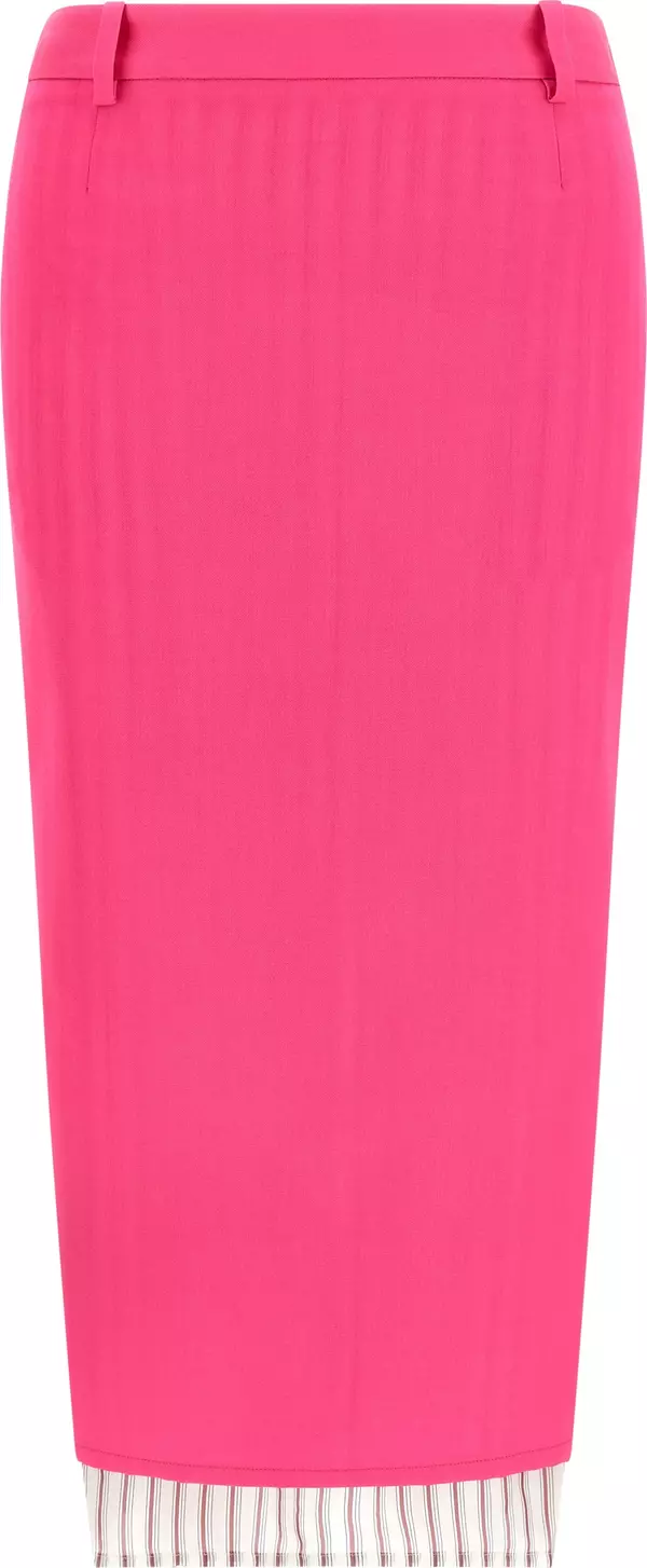 Fuchsia Virgin Wool Midi Skirt