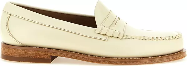 Beige Cowhide Slip-On Loafers