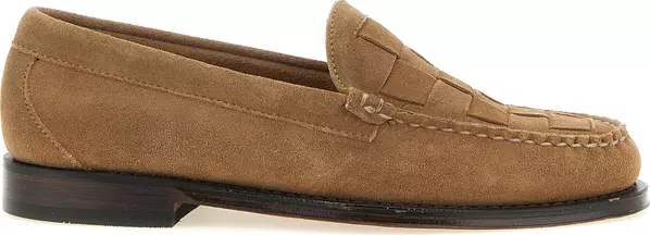 Beige Cowhide Slip-On Loafers
