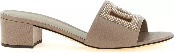 Gray Calfskin Mules