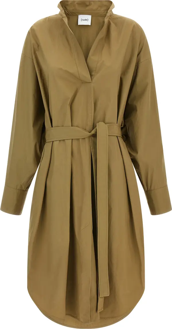 Brown Cotton Midi Dress