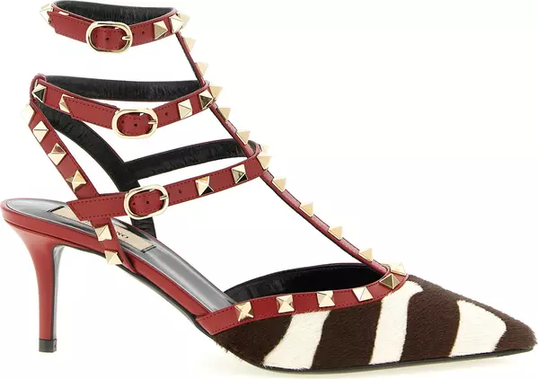 Multicolor Calfskin Mid Heel Pumps