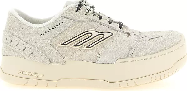 Beige Bovine Leather Platform Sneakers