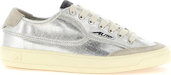 Silver Canvas Low Top Sneakers