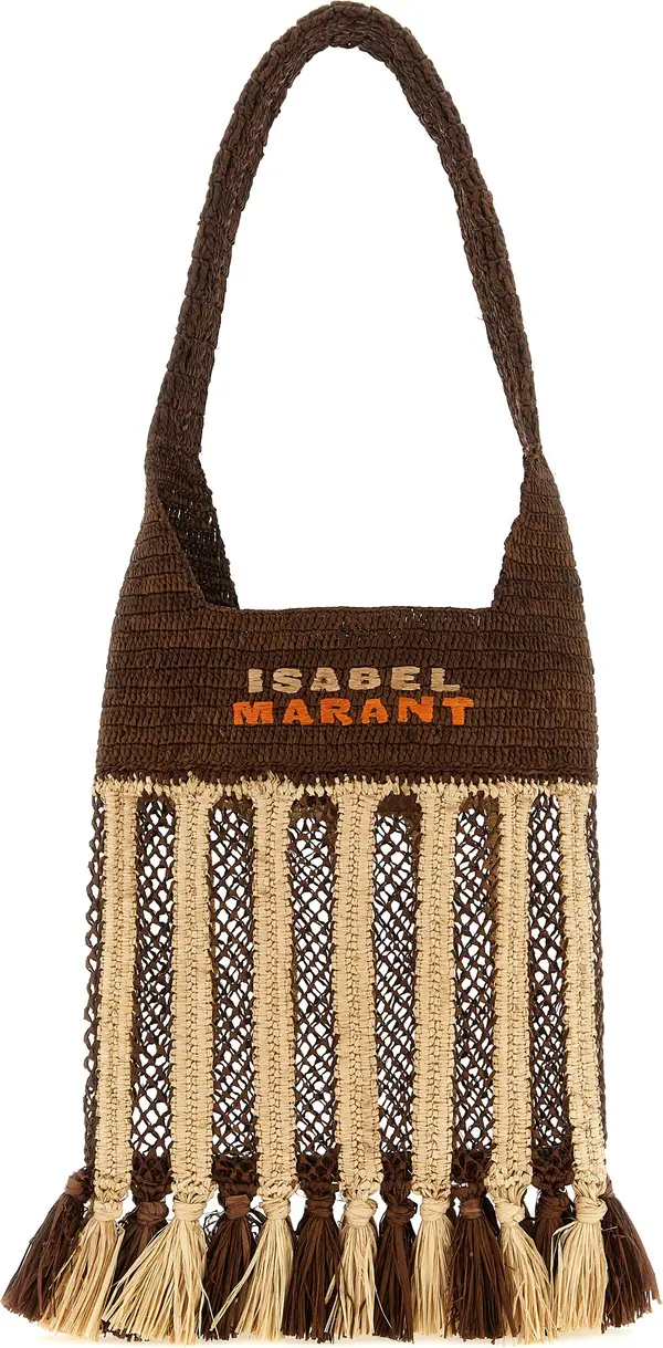 Brown Raffia Shoulder Bag