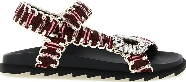 Multicolor Polyester Flat Sandals