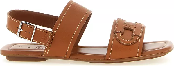 Brown Calfskin Flat Sandals