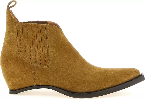 Brown Bovine Leather Ankle Boots
