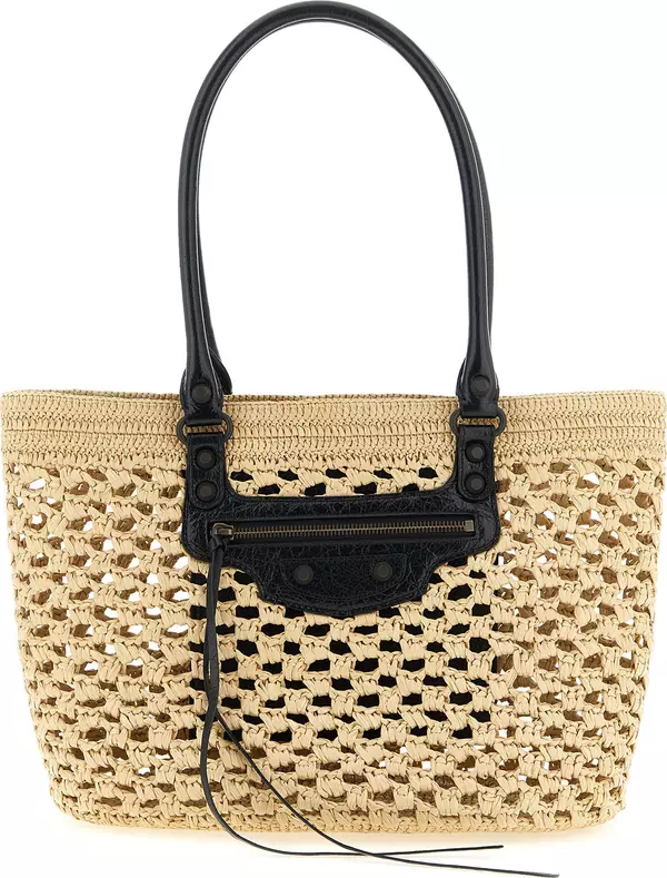 Beige Viscose Shoulder Bag