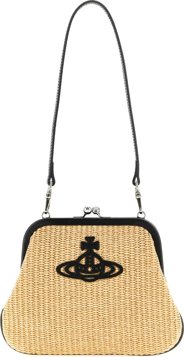 Beige Cotton Clutch Bag
