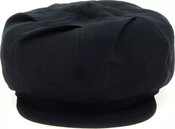Black Linen Fatcap Hat