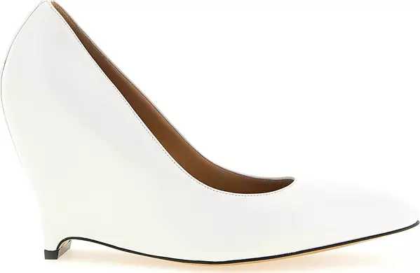 White Lambskin High Heel Pumps