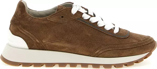 Brown Calfskin Low Top Sneakers