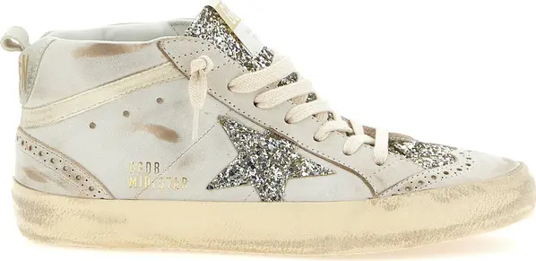 Beige Leather High Top Sneakers