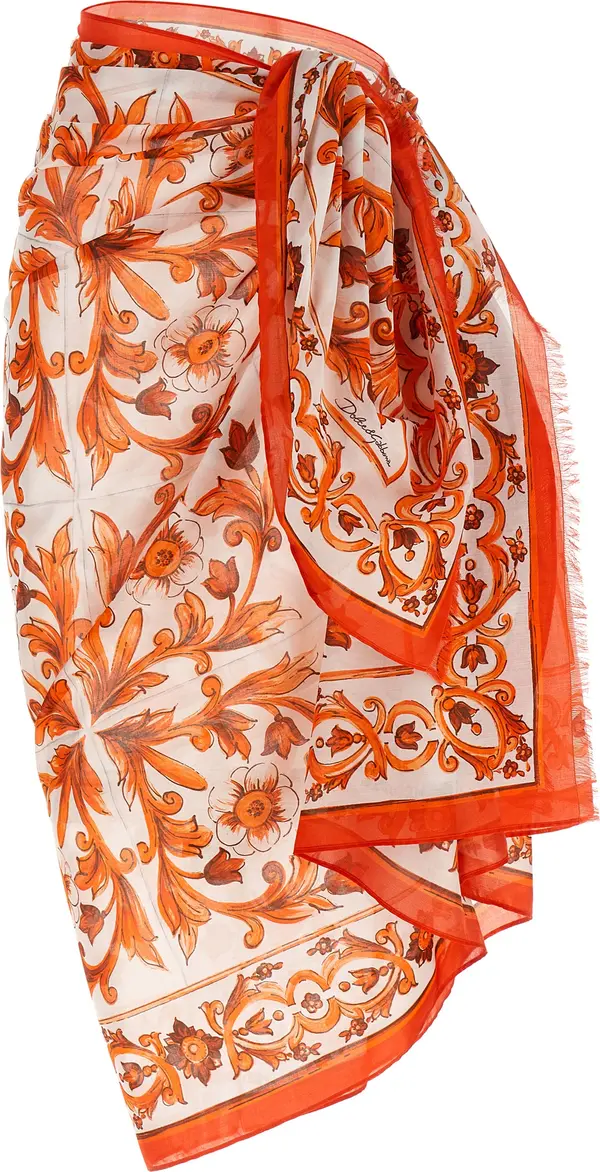 Orange Cotton Long Skirt