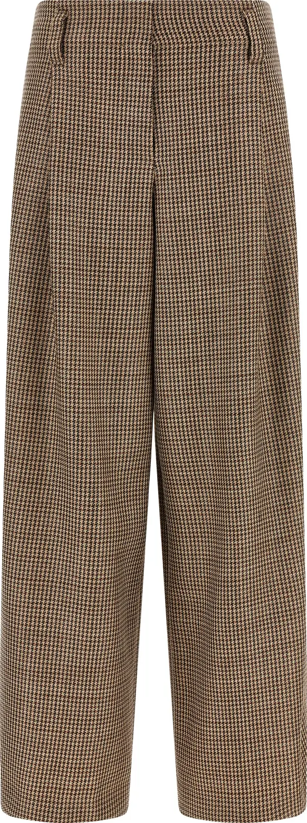 Brown Virgin Wool Flared Pants