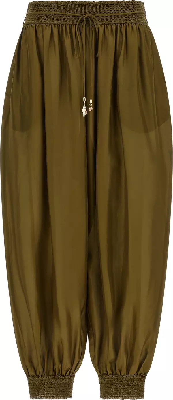 Bicolor Silk Casual Pants