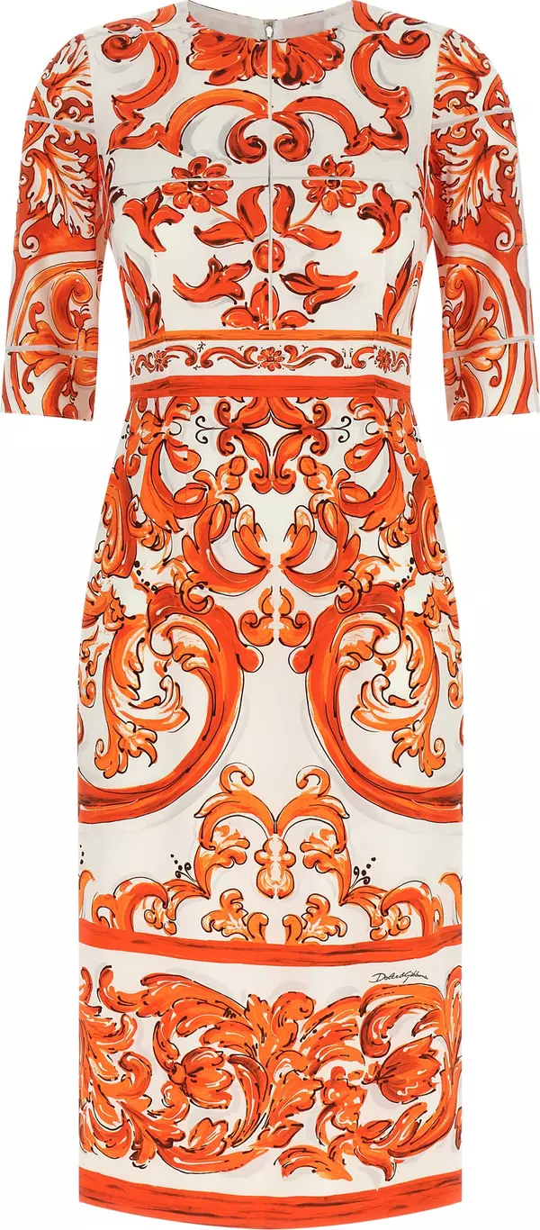 Orange Silk Midi Dress