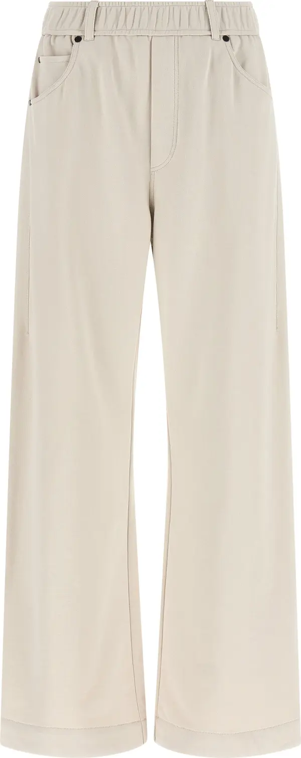 Beige Cotton Athletic Pants